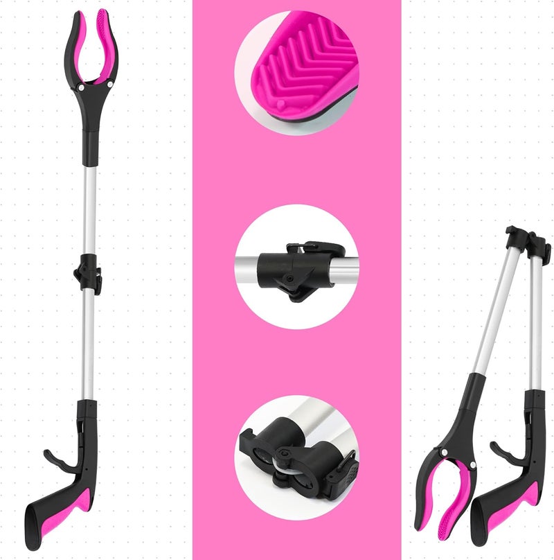 GrabRunner 32 inch Heavy Duty(up to 10 lbs) Reacher Grabber Tool with Strong Magnetic (New Pink) 1 Pack - Image 3